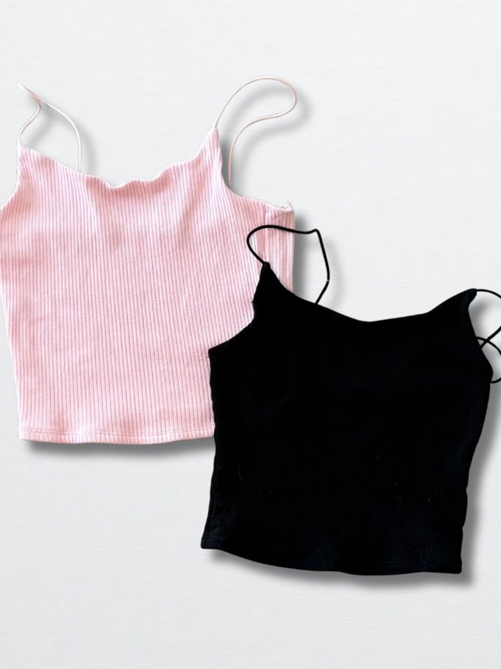 Garage Ribbed Scallop Cami Bundle x2 — Pink & Black